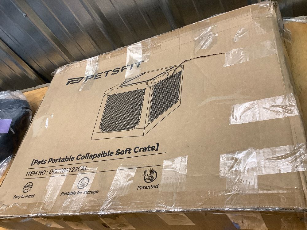 PETSFIT Portable Dog Crate, with Patented Adjustable Fabric Cover, Chewproof & Lockable Mesh Doors, Waterproof Base Collapsible Kennel Grey 26 Inch - Image 3 - Lot 9067