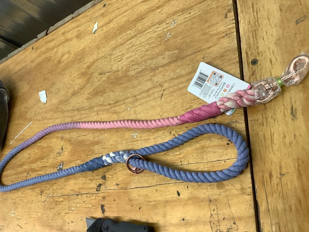 Dog Leash 5 FT Handmade Braided Cotton Rope Leashes for Small Medium and Large Dogs, New Golden Heavy Duty Metal Clasp, Colorful - Image 1 - Lot 9082