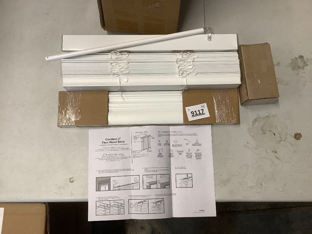 Lotus & Windoware Cordless, 2 Inch Faux Wood Blind, Window Blinds, Blinds & Shades, Blinds for Indoor Windows, Embossed, 16" x 36", Bright White - Image 2 - Lot 9117