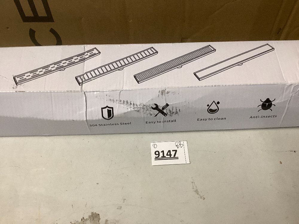 Linear Shower Drain, 48 Inch Brushed 304 Stainless Steel Rectangle Shower Floor Drain，with Reversable Tile-inPattern Drain Cover & Hair Catcher, Adjustable Feet - Image 6 - Lot 9147