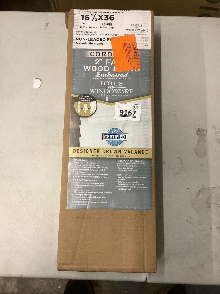 Lotus & Windoware Cordless, 2 Inch Faux Wood Blind, Window Blinds, Blinds & Shades, Blinds for Indoor Windows, Embossed, 16" x 36", Bright White - Image 3 - Lot 9167