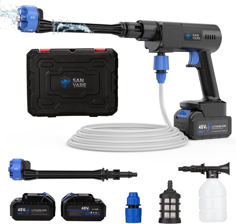 Cordless Pressure Washer,1200PSI Portable Pressure Washer with 2 Rechargeable 20000mAH Battery Power Washer,6 Modes Ajustable Light Duty Tools 6-in-1 Nozzle for Car/Fence/Garden/Floor/Yards - Image 1 - Lot 9172