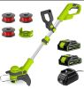 12 Inch String Trimmer Cordless, 21V Electric Weed Wacker with 2.0Ah Battery Powered, Auto Line Feed, 2 in 1 Trimmer and Lawn Edger with Bonus Spools, Gloves and Safety Glasses - Thumbnail 1