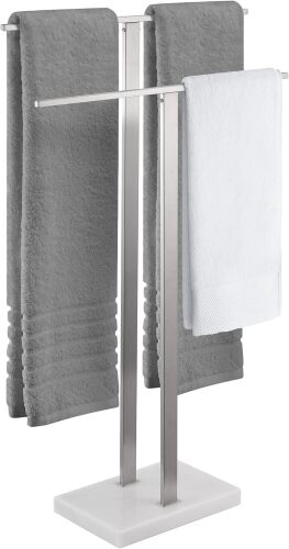 KES Standing Towel Racks for Bathroom 2-Tier, Floor Towel Rack Stand with Heavy Marble Base, Upgrade Steady Freestanding Design, Pro-Grade 18/8 Stainless Steel Brushed Finish - Lot 9197