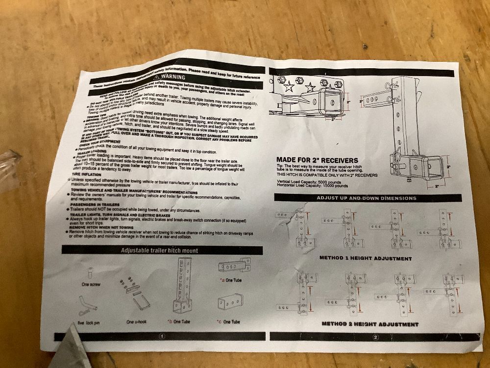 Hitch Riser | Adjustable Trailer Hitch Extension | 4"-10" Drop/Rise Hitch Adapter with 5000 lbs Horizontal Load Capacity - Image 3 - Lot 9241