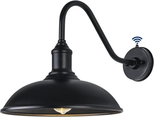 15 Inch Large Black Outdoor Gooseneck Barn Lights, from Dusk to Dawn Farmhouse Barn Lights, Galvanized + Painted Classic Look, Suitable for Porch, Garage, Outdoor Lighting - Lot 9257