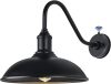 15 Inch Large Black Outdoor Gooseneck Barn Lights, from Dusk to Dawn Farmhouse Barn Lights, Galvanized + Painted Classic Look, Suitable for Porch, Garage, Outdoor Lighting - Thumbnail 1