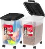 IRIS USA Dog Food Storage Container, 2 Pack, Up to 30 lbs Each, Airtight Seal for Freshness, Wheels for Rolling, Easy One Hand Opening, Made in USA, BPA Free, Clear/Black - Thumbnail 1