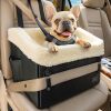 PETSFIT Small Dog Car Seat, Waterproof PU Leather Dog Booster Car Seat with Patented Safe Buckles, Detachable Dogs Seat Belt for Car, Dog Car Seat Medium Sized Dog up to 30 lbs (Black) - Thumbnail 1