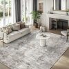 8x10 Washable Living Room Rug – Modern Neutral Abstract Soft Large Area Rug for Bedroom Dining Room Home Office Kitchen - Non-Slip Low Pile Thin Stain-Resistant Carpet (Beige,Grey) - Thumbnail 1