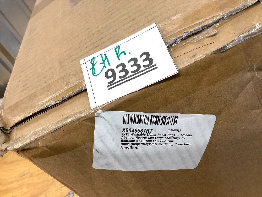 8x10 Washable Living Room Rug – Modern Neutral Abstract Soft Large Area Rug for Bedroom Dining Room Home Office Kitchen - Non-Slip Low Pile Thin Stain-Resistant Carpet (Beige,Grey) - Image 4 - Lot 9333