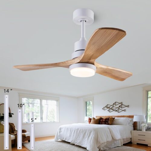 36" Ceiling Fans [with Lighting Remote Control], Indoor Outdoor Modern Wooden Ceiling Fan [with 3 Solid Wood Blades] for Kids' Rooms, bedrooms, Offices and More.… - Lot 9348
