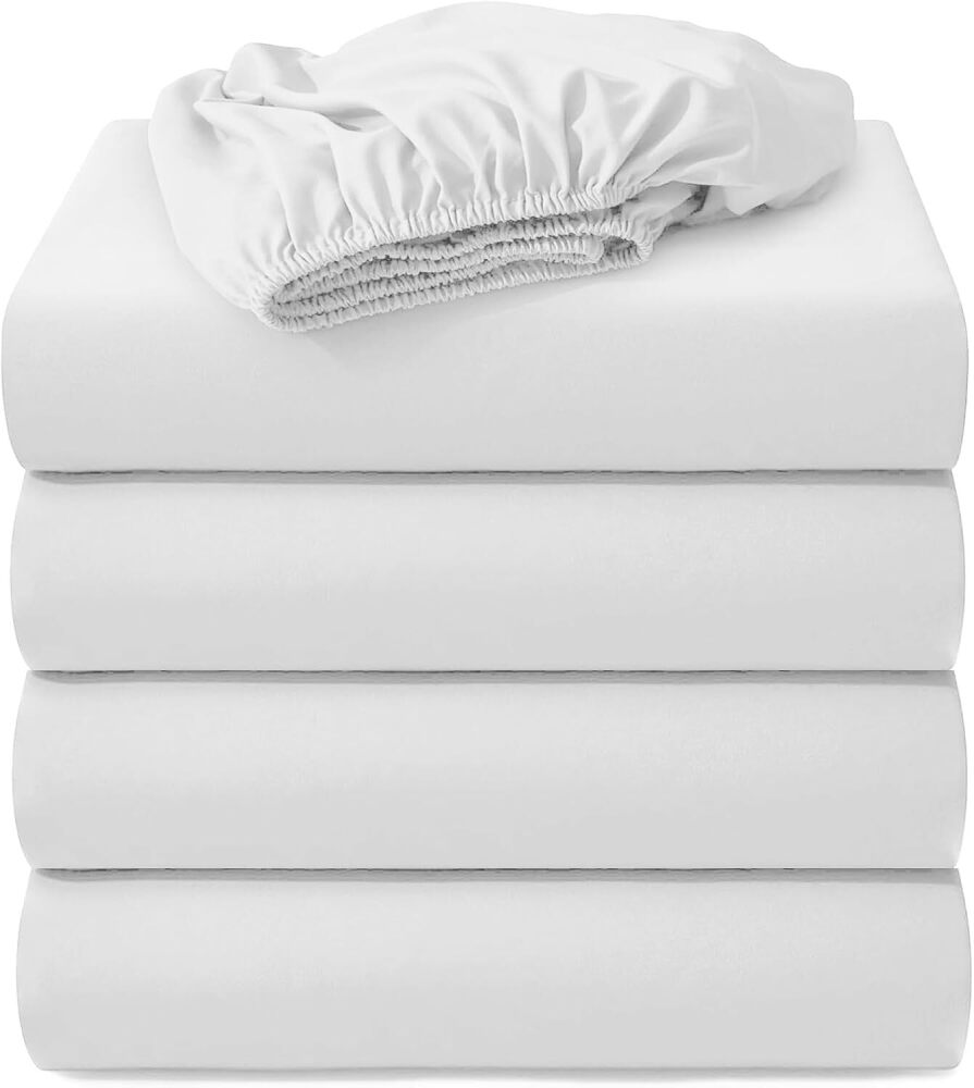 Hotella 4 Pack 100% Microfiber California King Size Fitted Sheet Only, 72"x84" Hotel Quality Deep Pocket Bottom Sheet for 14" Matress, Machine Washable, Non-Fade, Snug Fit & Stay in Place, White - Image 1 - Lot 9358