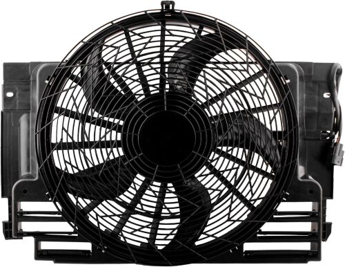 BOXI Auxiliary Condenser Brushless Cooling Fan Assembly Fit for B-M-W X5 3.0L 4.4L 4.6L 4.8L 2000-2006 (Replaces 64546919051 64546921381 621-213) - Lot 9387