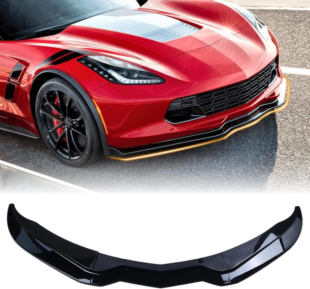 Front Bumper Lip Fit for Chevy Corvette C7 Z06 & Grand Sport 2015-2019 Splitter Spoiler Diffuser Guard Wing Body Kit Air Dam Corvette C7 Accessories Replaces #22922352 - Image 1 - Lot 9389
