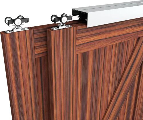 Heavy Duty Double Bypass Sliding Closet Door Track Kit Hardware, 48'/4FT Aluminium Alloy Pocket Door Track Rail Set, Silver - Lot 9148