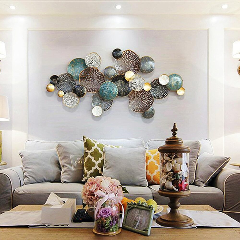 ZZYYZZ Large Metal Wall Decor, Boho Lotus Leaf Metal Wall Decoration, 3D Stacked Flower Wall Art Décor, Nautical Coastal Outdoor Wall Decor, for Living Room Bedroom Dining Room - Image 1 - Lot 9211