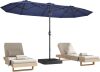 15ft Patio Umbrella with Base,Large Outdoor Double-Sided Rectangle Umbrella with Crank Handle, Market Umbrella for Poolside Garden Deck Backyard Beach Pools, Blue - Thumbnail 1