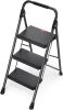 KINGRACK Step Ladder, Portable Folding Step Stool with Anti-Slip Wide Pedals, Heavy Sturdy Steel with Handrail, Safe-Lock Design, 800lbs Load Capacity, for Home and Kitchen, Black (3 Step Ladder) - Thumbnail 1