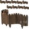 Wood Fence Border for Garden Beds – 9.8" H x 47" L Wooden Landscape Edging Panels, Rustic Decorative Outdoor Divider for Lawn, Path, and Yard Design (9-Pack) - Thumbnail 1