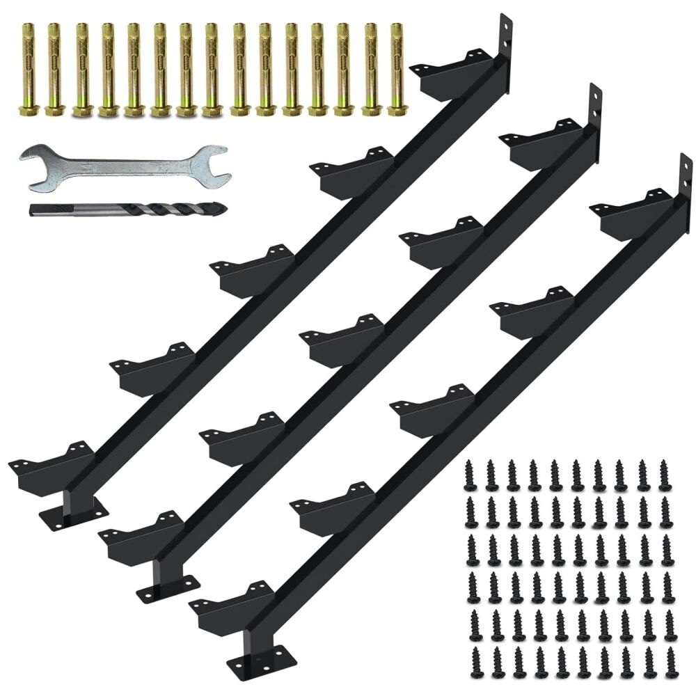 3 Pack Steel Stair Stringer, 5 Steps Stair Riser, Outdoor Metal Step Stringers for 32.5 Inch Height Deck - Image 1 - Lot 9245