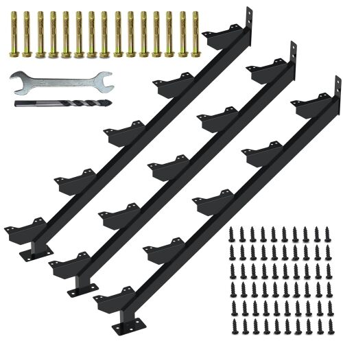 3 Pack Steel Stair Stringer, 5 Steps Stair Riser, Outdoor Metal Step Stringers for 32.5 Inch Height Deck - Lot 9245