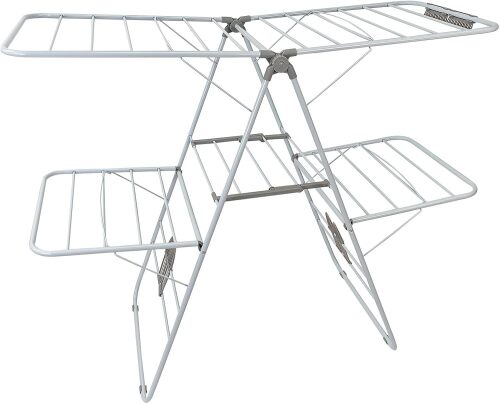 Large Capacity Double Drying Rack, Folding Rustproof Drying Rack with Non-Slip Clips and Drainage Shoe Rack, Height Adjustable, Airy and Quick Drying, Suitable for Balcony and Outdoor Use - Lot 9260