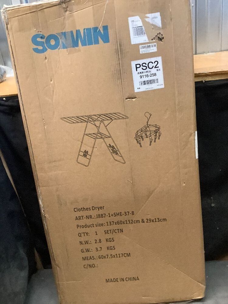 Large Capacity Double Drying Rack, Folding Rustproof Drying Rack with Non-Slip Clips and Drainage Shoe Rack, Height Adjustable, Airy and Quick Drying, Suitable for Balcony and Outdoor Use - Image 3 - Lot 9260