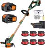 12-Inch String Trimmer Cordless,(2 x 21V 5.0Ah Batteries & Charger), 2 in 1 Trimmer & Edger, Electric Weed Wacker with Auto Rope Spool Feed, 6 Pcs 4M Spool Line for Yard, Garden, Green - Thumbnail 1