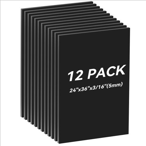 12PACK Black Foam Board 24x36×3/16 inches,5MM Poster Board for DIY Projects High Quality Blank Board Perfect for Arts Crafts School Projects Presentation Displays - Lot 9270