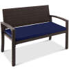 2-Person Wicker Porch Bench for Outdoor, Garden w/ 700lb Capacity - 47in - Thumbnail 1