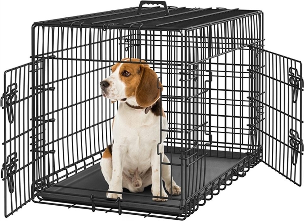 Yaheetech Double Door Collapsible Wire Dog Crate, Black, 36-inch - Image 1 - Lot 9274