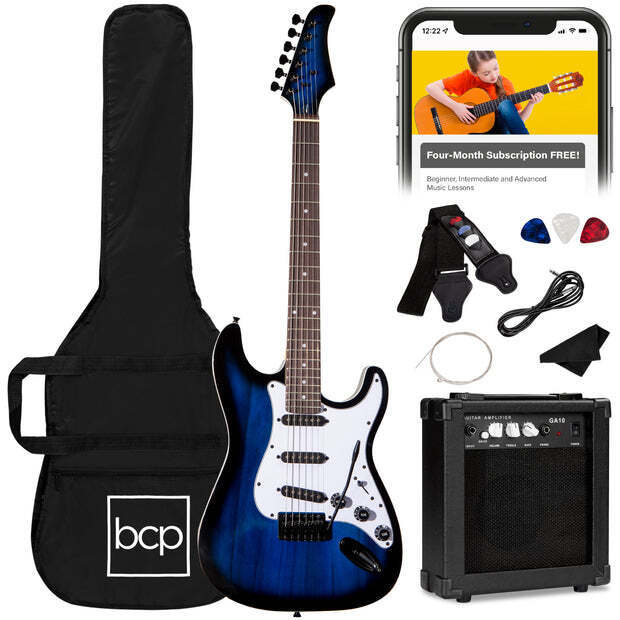 Beginner Electric Guitar Kit w/ Case, 10W Amp, Tremolo Bar - 39in - Image 1 - Lot 9381