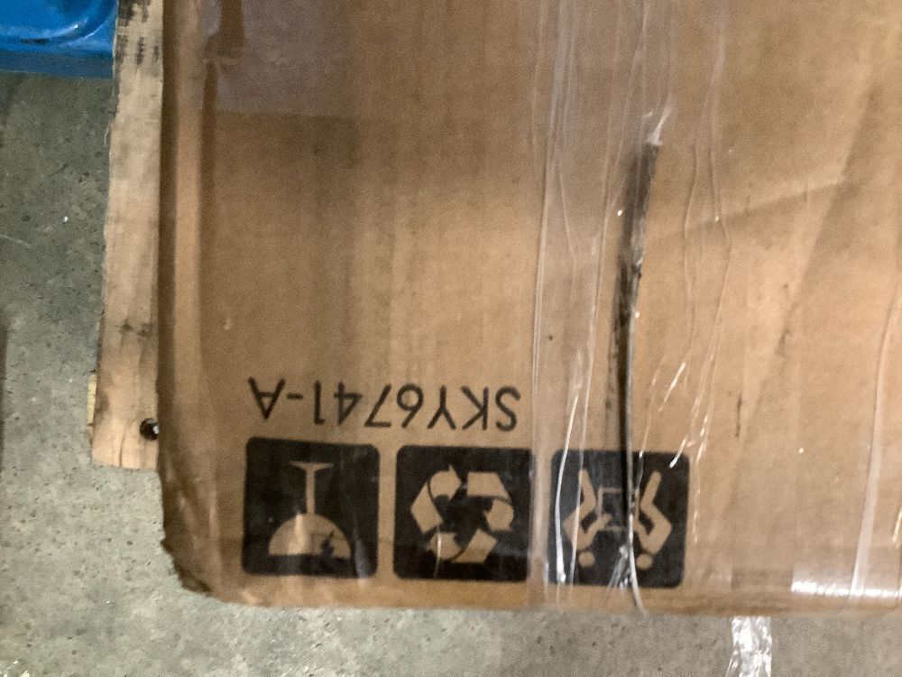 7-Piece Dining Table Set w/ Glass Top, Leather Chairs - Black - Image 2 - Lot 9386