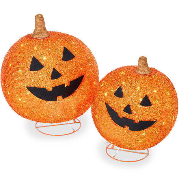 2pc Lighted Pop-Up Outdoor Halloween Holiday Pumpkin Set w/ 130 LED Lights - Image 1 - Lot 9313