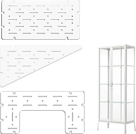 Acrylic Shelves for IKEA Milsbo Tall Greenhouse Cabinet- 8mm Thick, Clear Acrylic Plant Corner Shelves Compatible with Tall IKEA Milsbo Glass Cabinet - 3 Pack Combo Set - Lot 9359