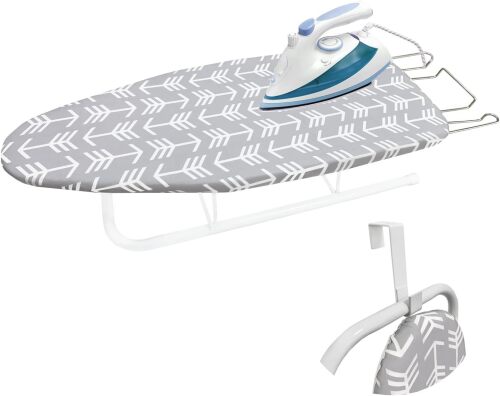 Tabletop Ironing Board with Folding Legs, Portable Small Ironing Board with Extra Thick Heavy Duty Cotton Padding Cover, Space Saving Mini Iron Board for Dorms, Laundry and Craft Room - Lot 9178