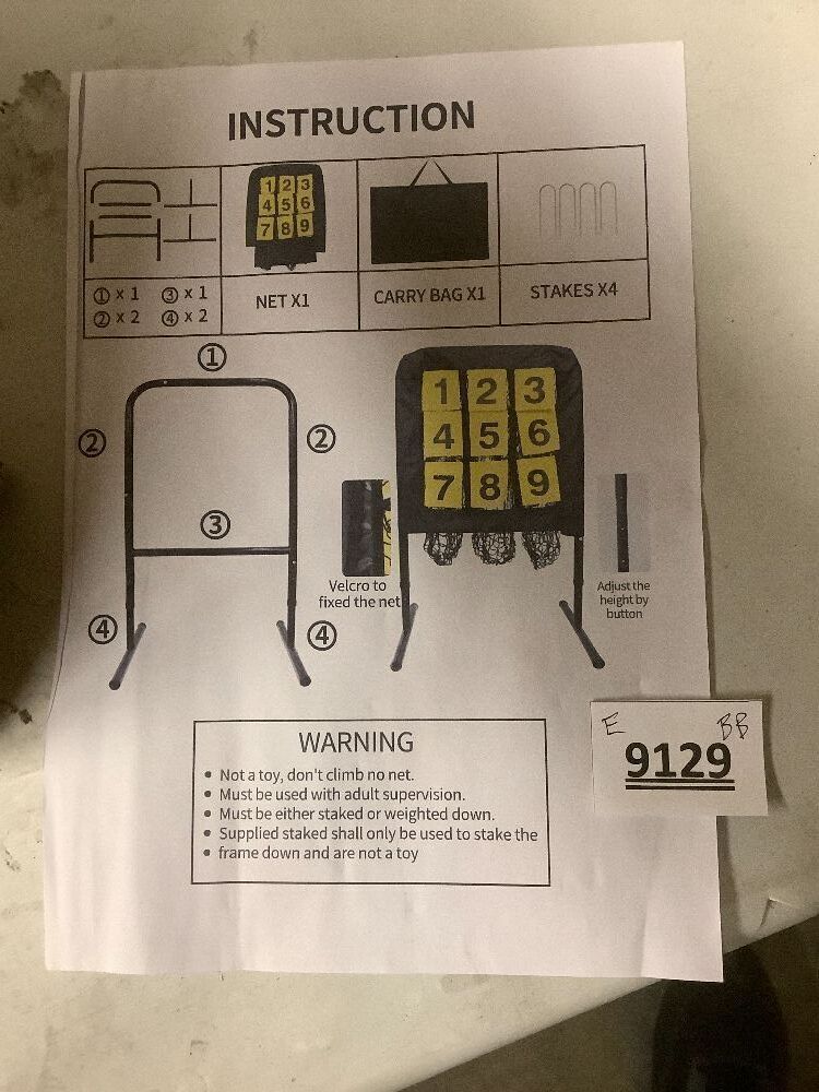9 Hole Pitching Net with Strike Zone, Baseball Pitching Target, Softball Pitching - Image 3 - Lot 9129
