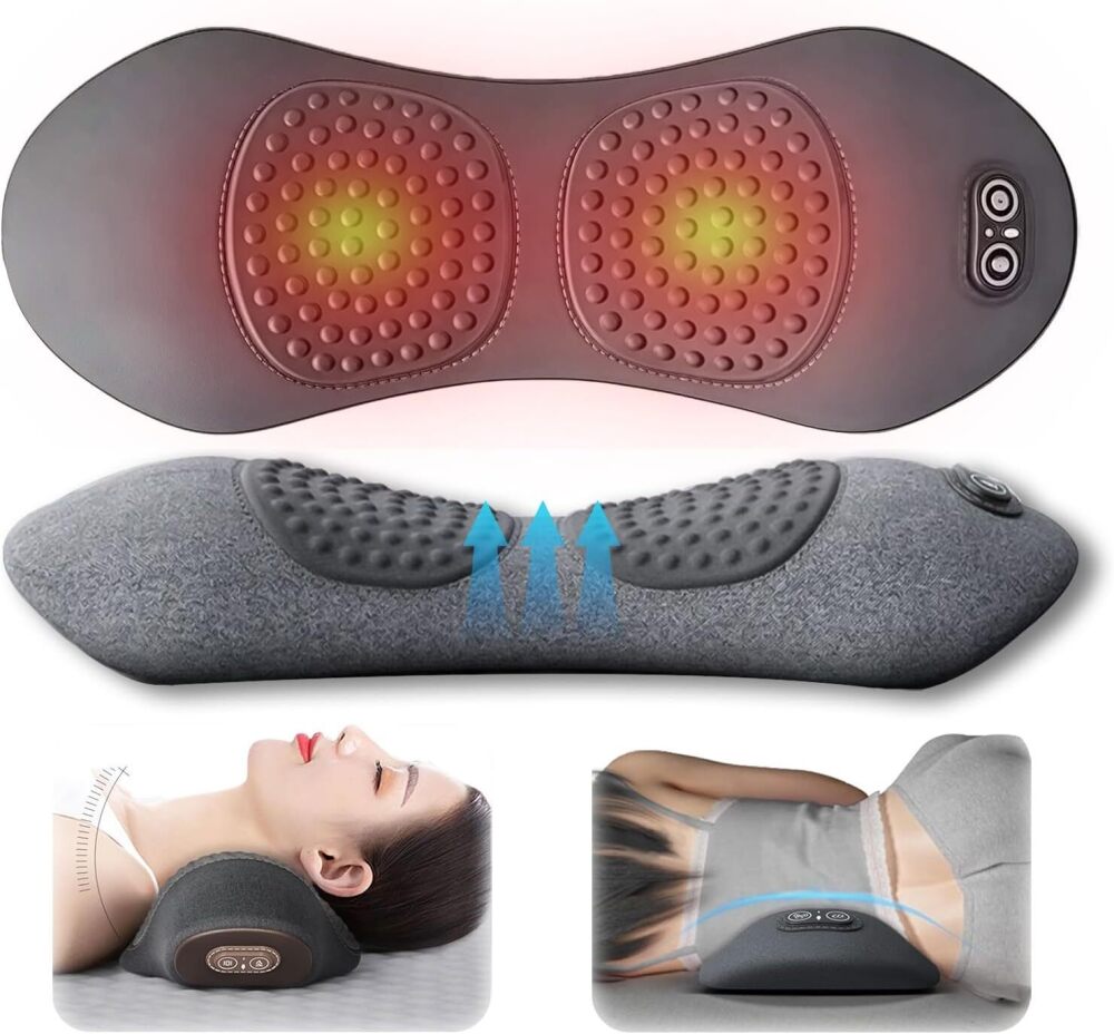 Smooth Spine Triple Fusion Back Massager, 3 in 1 Lumbar Support Pillow Massager for Sciatica, with Electric Heated, Vibration & Traction, for Lower Back Pain Relief and Spine Support (Gray) - Image 1 - Lot 9159