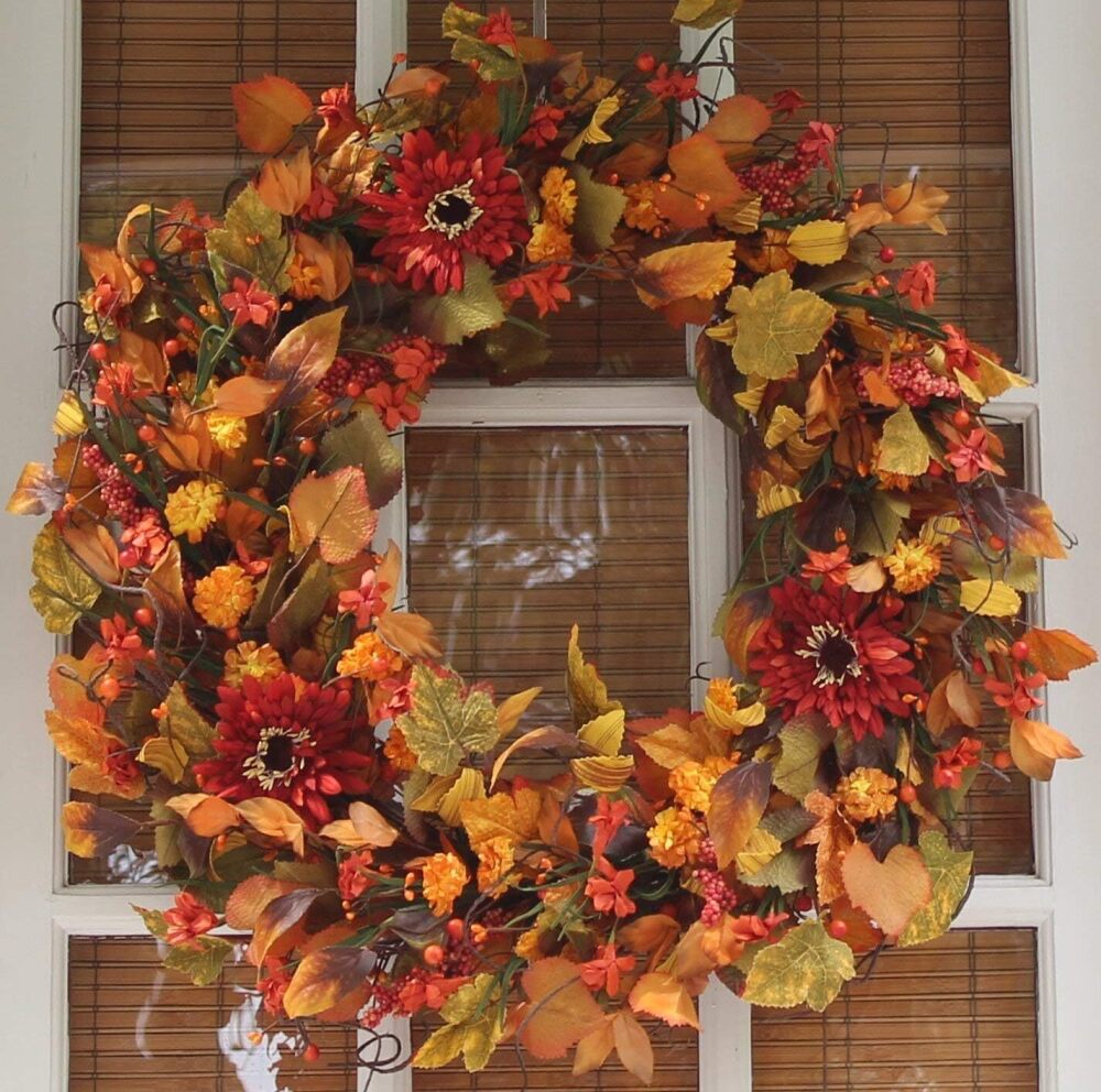 The Wreath Depot Highland Silk Fall Door Wreath 24 Inch, Full Handcrafted Autumn Front Door Wreath - Image 1 - Lot 9169