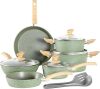Kitchen Academy Non Toxic Pots and Pans Set Non Stick - 12 Piece Induction Cookware Sets, Green Granite Nonstick Cooking Pot and Pan Set - Thumbnail 1