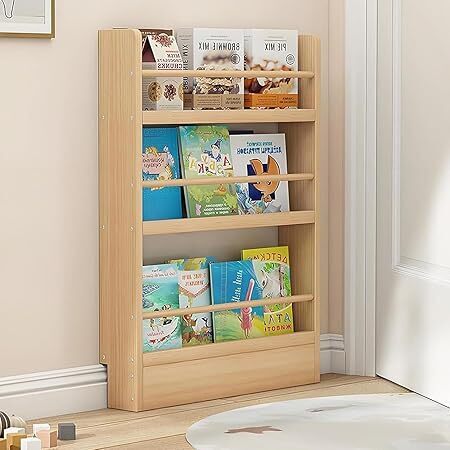 Behind The Door Bookshelf – Space-Saving, Wall-Mounted Wooden Storage Solution for Kids, Bedroom, Living Room & Nursery – Easy Installation, Natural Pine Wood Finish - Lot 9323