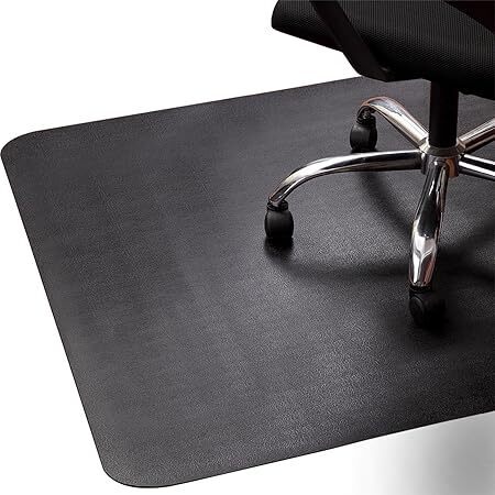 Office Rolling Chair Mat for Hardwood and Tile Floor, Black, Anti-Slip, Non-Curve, Chair Mat Best for Under The Computer Desk, 47 x 35 Rectangular Non-Toxic Plastic Protector, Not for Carpet - Lot 9319