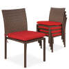 Set of 4 Stackable Outdoor Patio Wicker Chairs w/ Cushions, UV-Resistance - Thumbnail 1