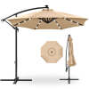 Solar LED Offset Hanging Patio Umbrella w/ Crank Tilt Adjustment - 10ft - Thumbnail 1
