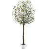 Artificial Olive Tree, Lifelike Faux Tree w/ White Pot, Decorative Olives - Thumbnail 1