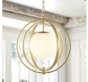 BAODEN Gold Orb Chandelier 1 Light Globe Pendant Light Fixtures with White Globe - Lot 9544