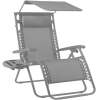 Folding Zero Gravity Recliner Patio Lounge Chair w/ Canopy, Side Tray - Thumbnail 1
