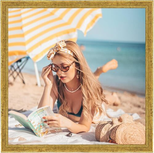 Wood 20x20 Frame Gold, Ornate Natural 20x20in Poster Picture Frame, Modern Golden 20 x 20inch Gallery Wall Photo Frame with HD Plexiglass, Horizontal Vertical Wall Mounting Display 1pcs - Lot 9549