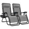 Set of 2 Adjustable Zero Gravity Patio Chair Recliners w/ Cup Holders - Thumbnail 1